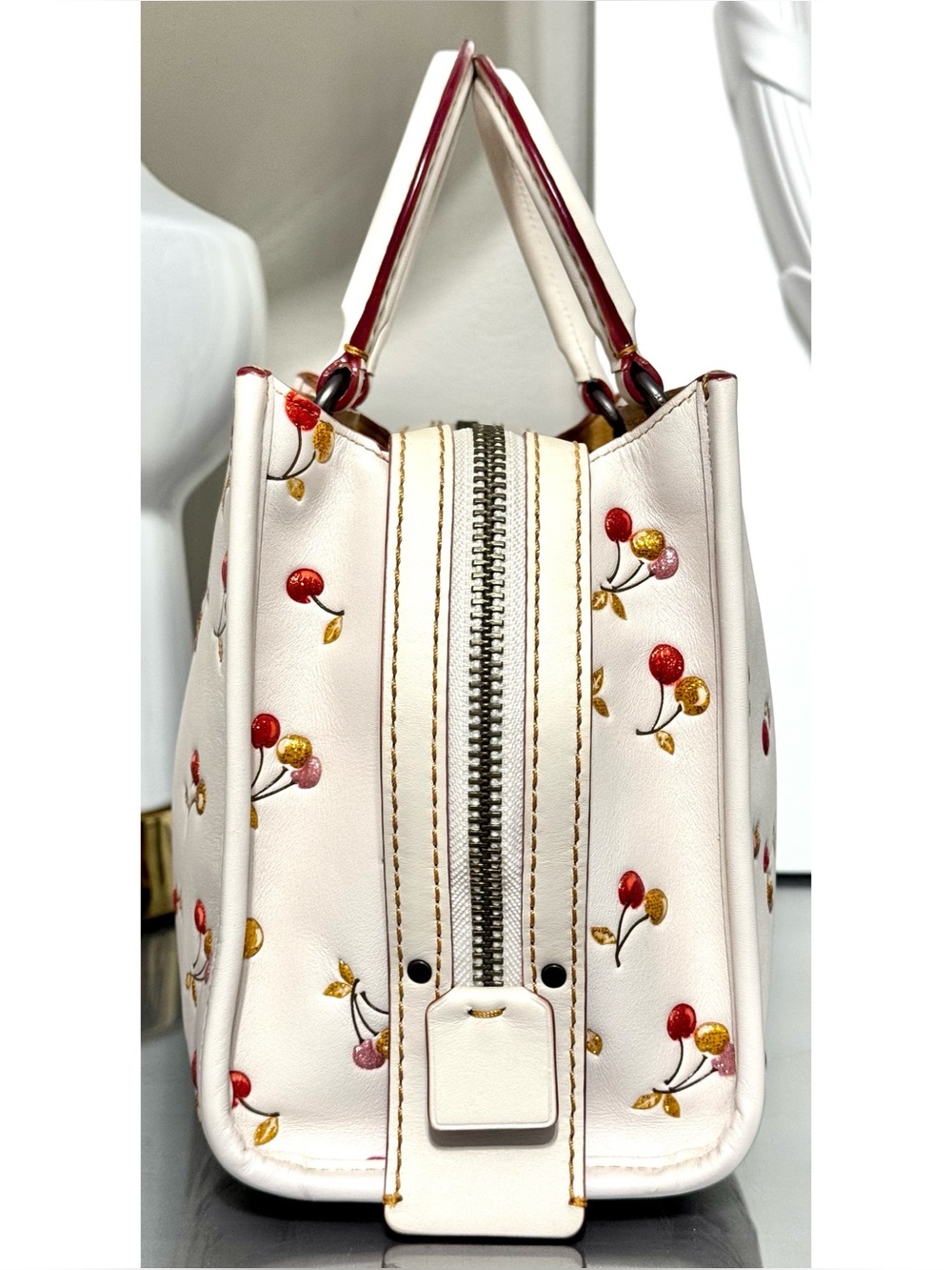 COACH ROGUE 25 CHERRY PRINT SHOULDER BAG IN BP/CHALK - Picture 5 of 10